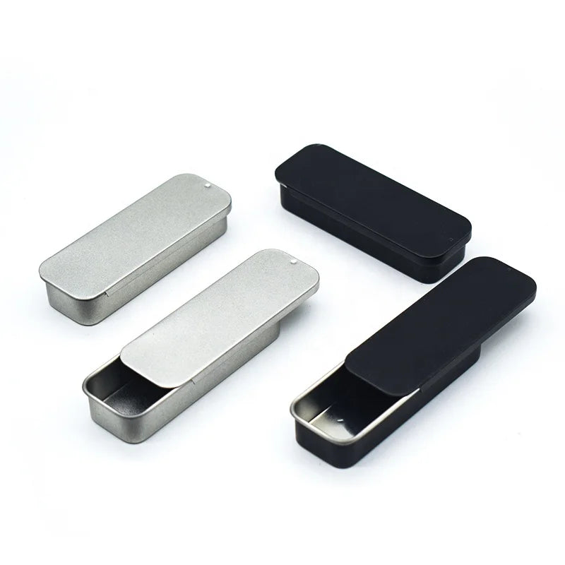 NICE-CAN Factory Empty Long Tin Box Rectangular Slide Lid Mint Lip Balm Solid Perfume Tin Container Customized Sliding Tin Box