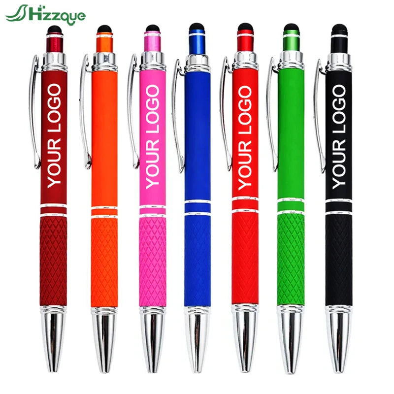 Wholesales Rubber Custom Logo Metal Ballpoint Pens With Printed Manufactures for Touch Screen Stylus Stylo Gifts