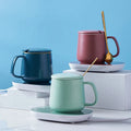 2021 Popular Luxury Retro Coffee Tea Smart Cup Usb 55 Degree Heating Ceramic Electric Warmer Mug with Mug Pad Warmer