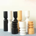 Wedding Home Decorative Tealight Tea Light Handmade Wood Craft Tall Pillar Novelty Nordic Candlestick Candle Stick Holder Stand