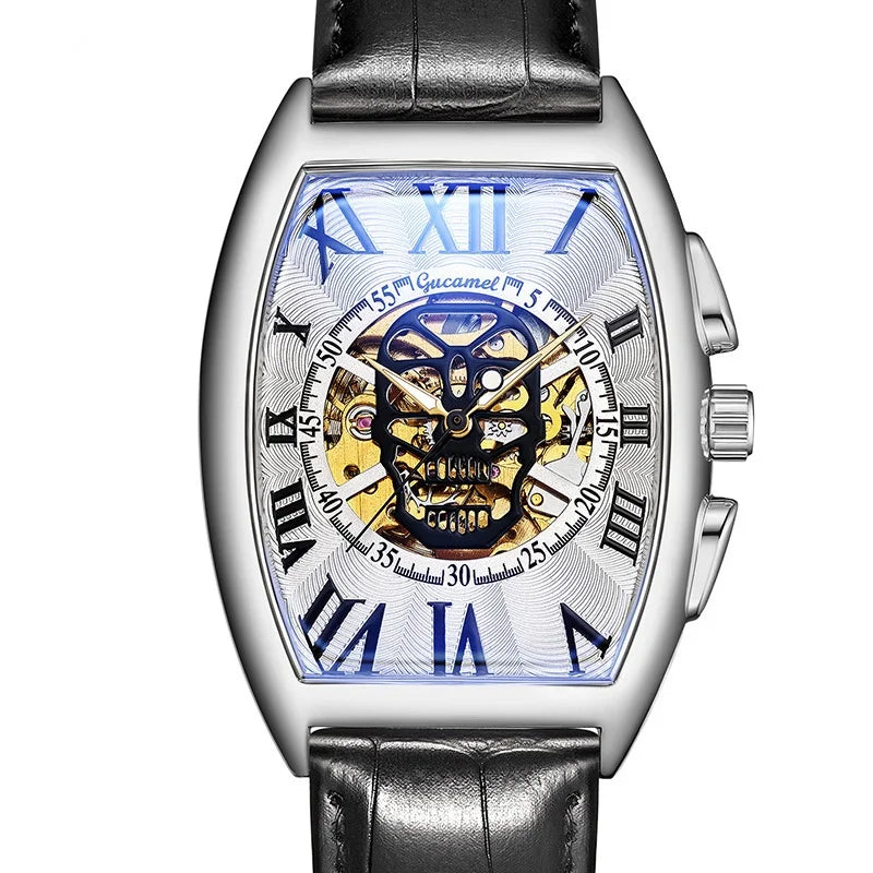 Individuality Square Roman Numerals Mechanical Watch Fashion Hollow Skeleton Fully Automatic Watch