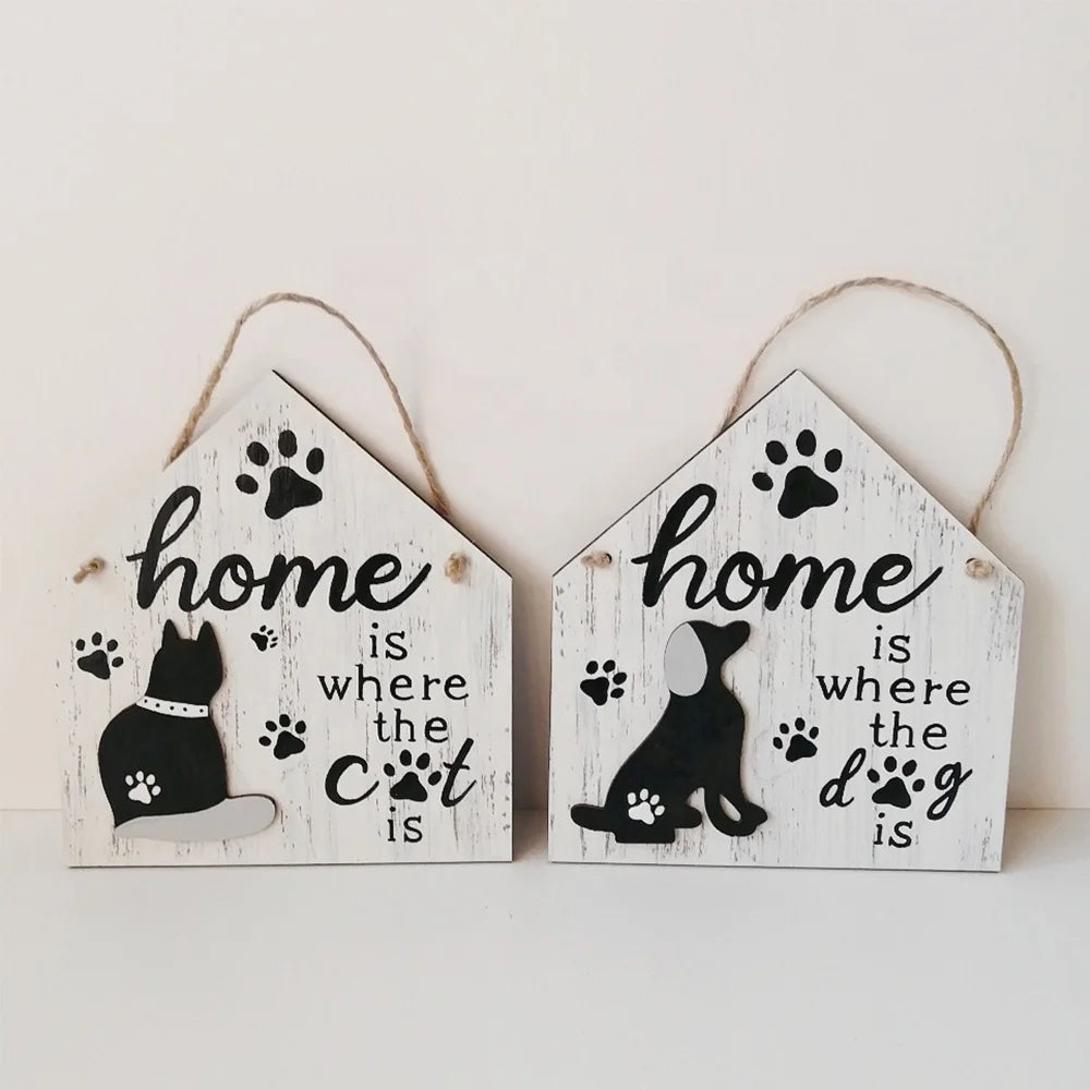 Wooden Pet Dog Sign Plaque  Funny Hanging Wood Plaque Porch Decorations Wooden Signs