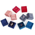 Handmade Custom Logo Square Velvet Wedding Ring Pendant Box Jewelry Packaging for Necklaces and Jewelry