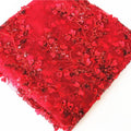 Exquisite Beaded Mesh Fabric Dress Lace Fabric Wine Red