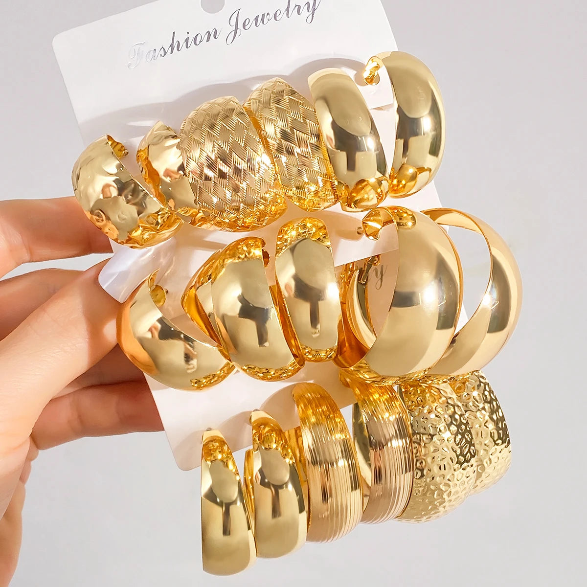 VKME Retro Gold Silver Color  Hoop Earrings Set for Women Jewelry