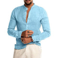 Hot Sale Popular Plain Linen Long Sleeve Man Shirts With Mandarin Collar