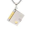 Personalised Stainless Steel Book Pages Locket Heart Necklace Couple Style Custom Open Close Custom  Book Lover Gifts Necklace
