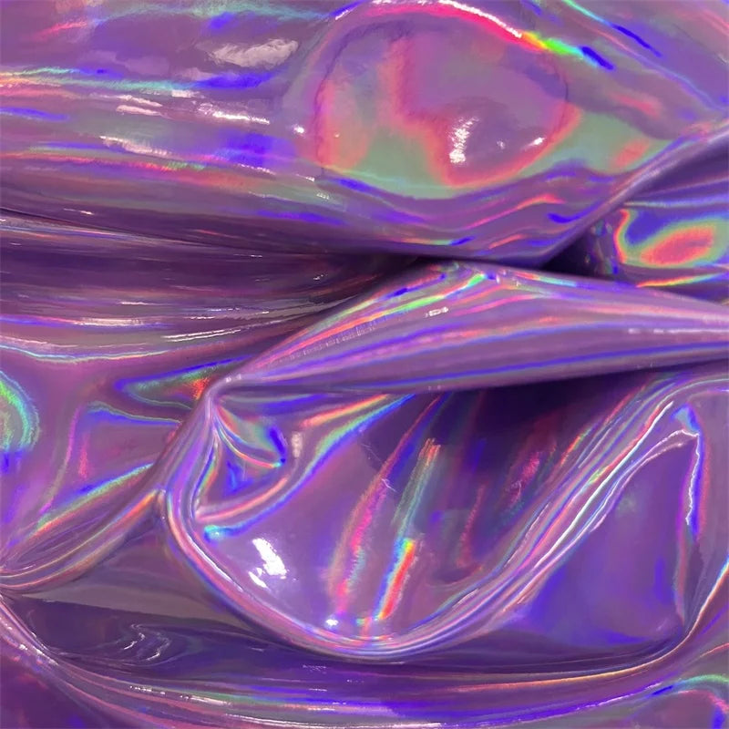 Bag Material 0.8mm MOQ 100yards Metallic Foiled Laser Holographic Reflective PVC Synthetic Leather Purse Handbag Furniture