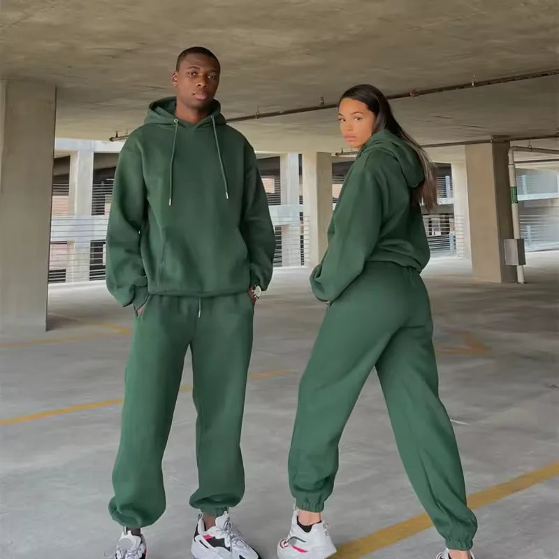 New Tracksuits Custom Two Piece Sweatpants and Hoodie Set Men High Quality Long Fitness Joggers Pants Hoodies Set Unisex