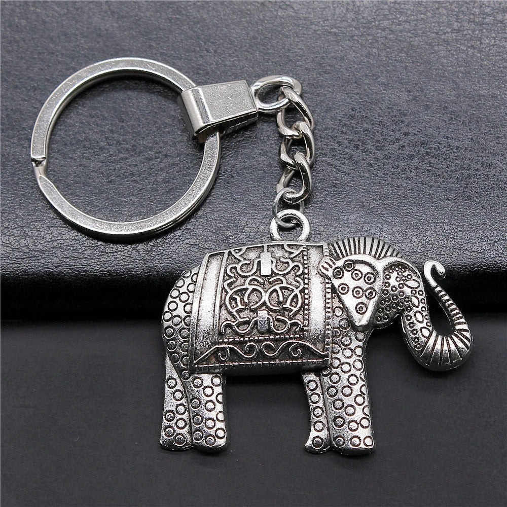 WYSIWYG 38x48mm Antique Silver Plated Antique Bronze Plated Zinc Alloy Elephant Keychain Accessories P2-ABD-C10809