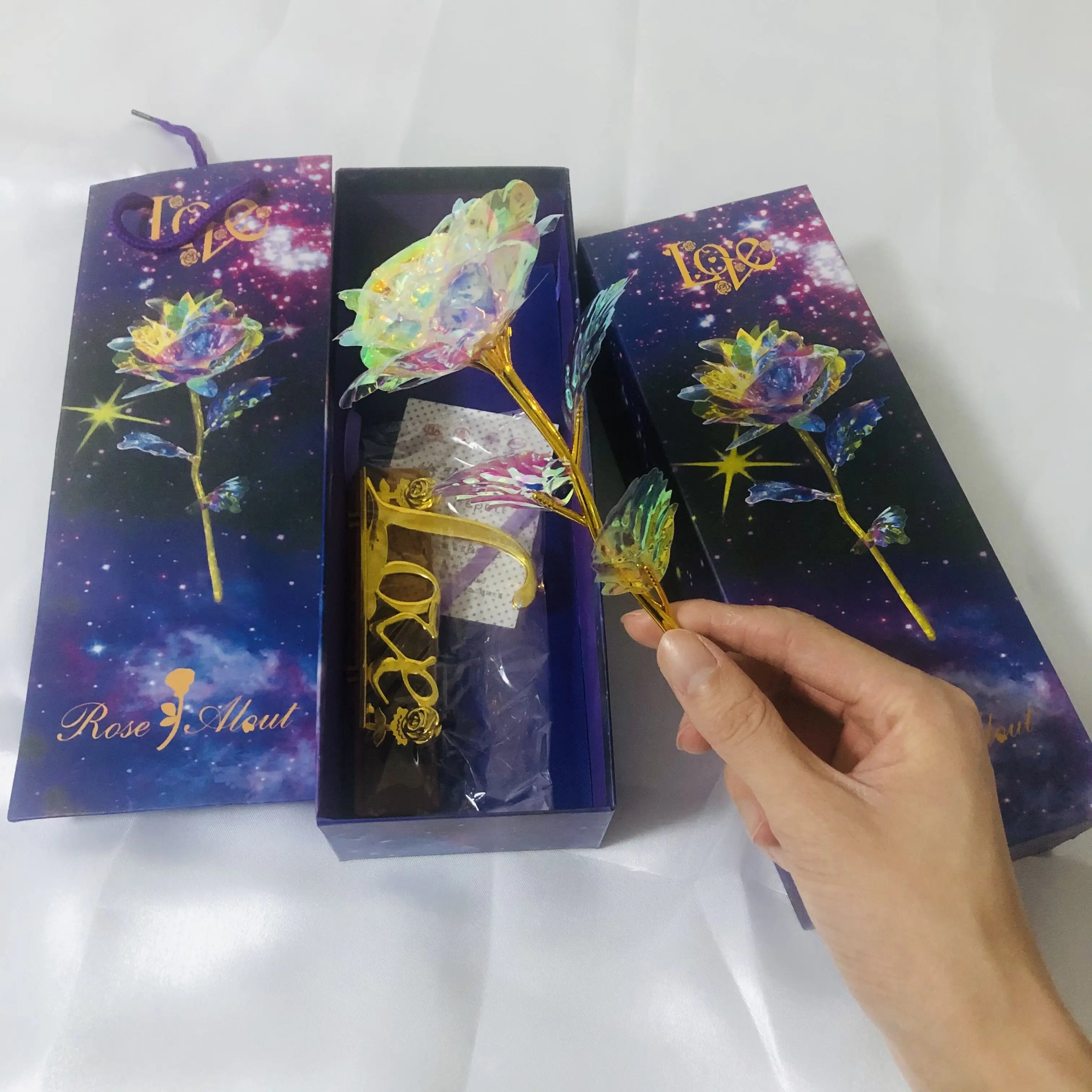 Mother's Day 2022 Gift Rainbow Galaxy Rose Flower with Gift Box