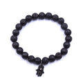 Black Rock Lava Stone Stretch Bracelet Hand Eye Charms Pendant 8mm Stone Protection Healing Crystal Stretch Beaded