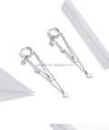 Hot Selling Simple Fashion Star and Moon Tassel Earrings Long Star 925 Sterling Silver Earrings
