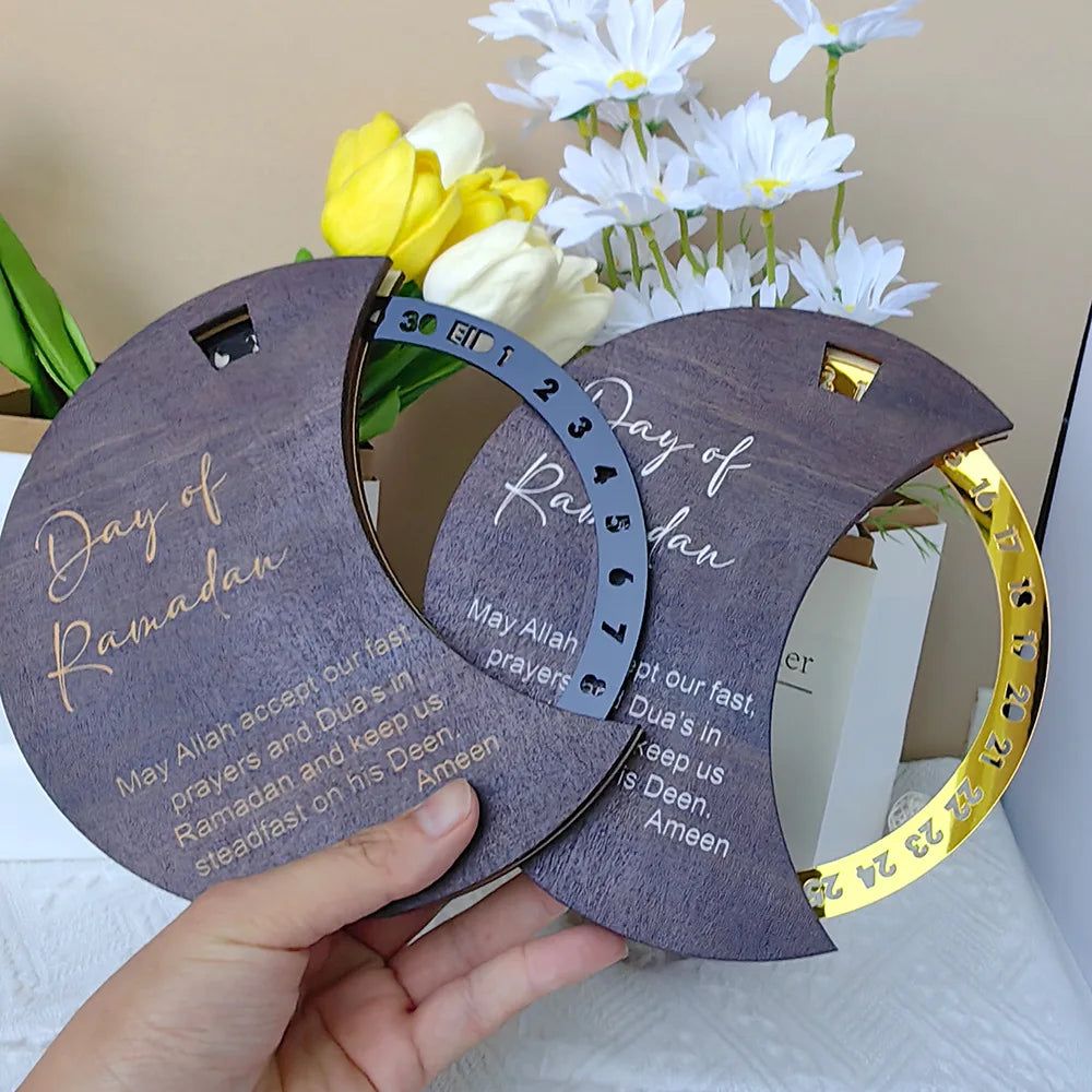 Muslim Wooden Rotate Countdown Ramadan Acrylic Countdown Calendar for Islam Ramadan Decoration