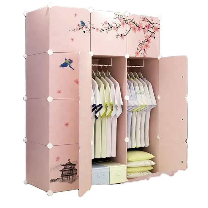 Maitian DIY Plastic Foldable Portable Folding Doors Cupboard Plastic Cube Cabinet Kids Wardrobe