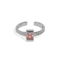 WMJA641 Fancy Diamond Cut Wedding Band Ring With Rectangle Cubic Zircon in 925 Sterling Silver Open Rectangle Cz Silver Ring