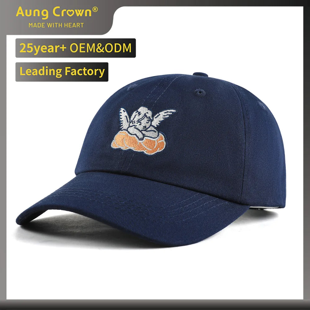 Manufacturer Custom Plain Embroidery logo Unstructured Cotton Baseball Cap Navy Blue Dad Hats for Men Women