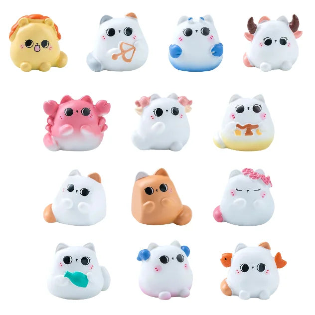 Souvenir Product New Item 2024 Little Small Cute Cartoon Cat Shinny Colorful Chinese Zodiac Animal Figurines Resin Toys Supplier