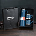 Customized Portable Recycle Double Walled 16oz 500Ml Vacuum Insulated Stainless Steel Blue Flask Set With Cup