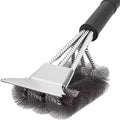 BBQ Tools 17 Inch Stainless Steel Grill Cleaning Brush with Plastic Handle Durable Barbecue Cleaning Brush