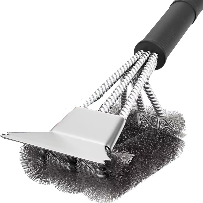 BBQ Tools 17 Inch Stainless Steel Grill Cleaning Brush with Plastic Handle Durable Barbecue Cleaning Brush