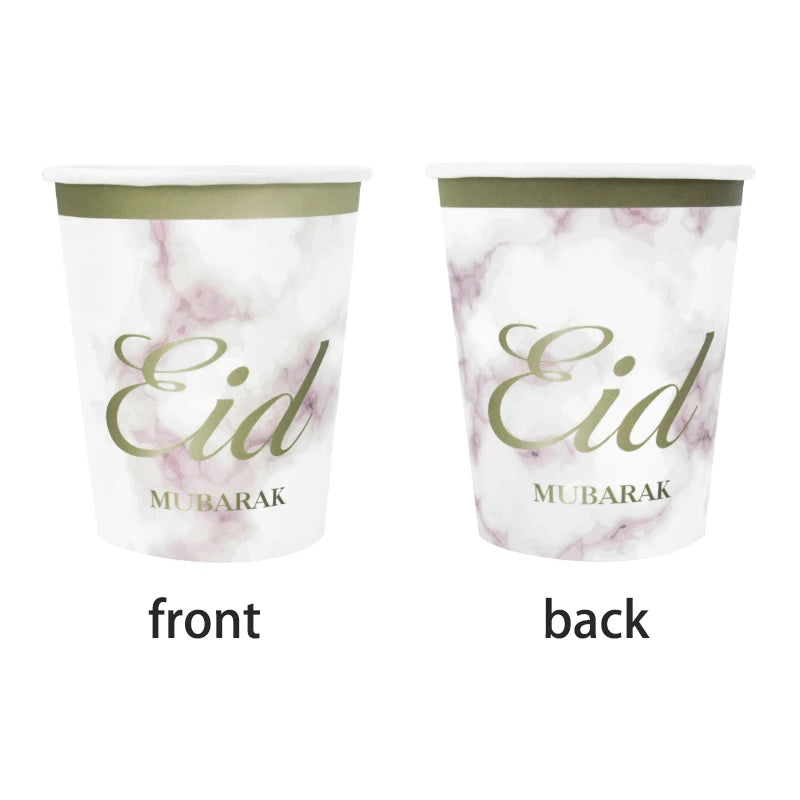 Happy Eid Al-Fitr Ramadan EID MUBARAK Disposable Tableware Kit Paper Cups Paper Eid Mubarak Decoration Kareem Party Supplies