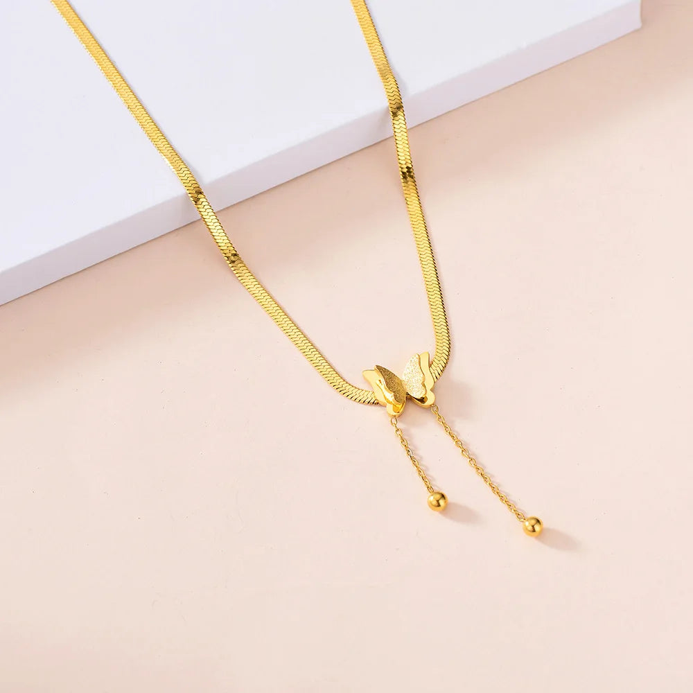 316L Stainless Steel  Choker Women  Butterfly Necklace