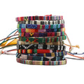 Fenyi Wholesale Fashion Unique Design Holiday Handmade Colorful Bohemian Linen Fabric Woven Bracelet Women's Gift