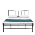 Curved Headboard Metal Bed Frame | Vintage Wrought Iron Platform Bed for Bedroom Furniture