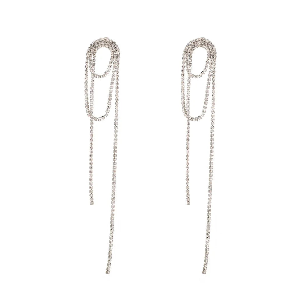 Long Diamond Chain Tassel Earrings Diamond Earrings