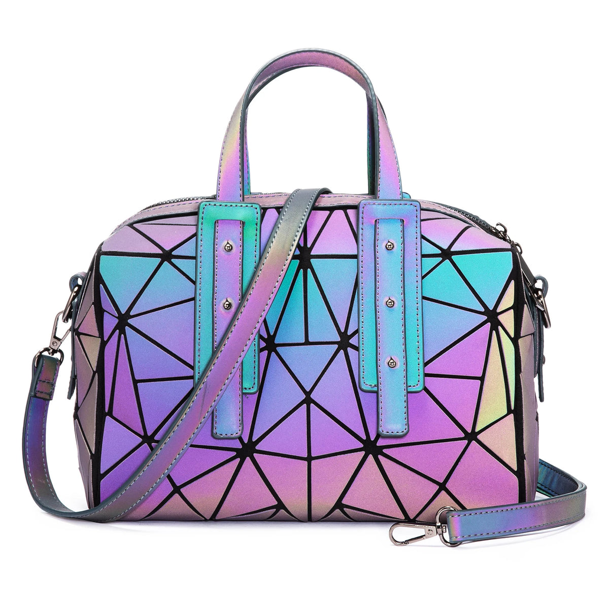 Lovevook NEW HOT SALE Famous Design Geometric Luminous Reflective Fashion Style Pu Leather Handbags for Women MegaBDM