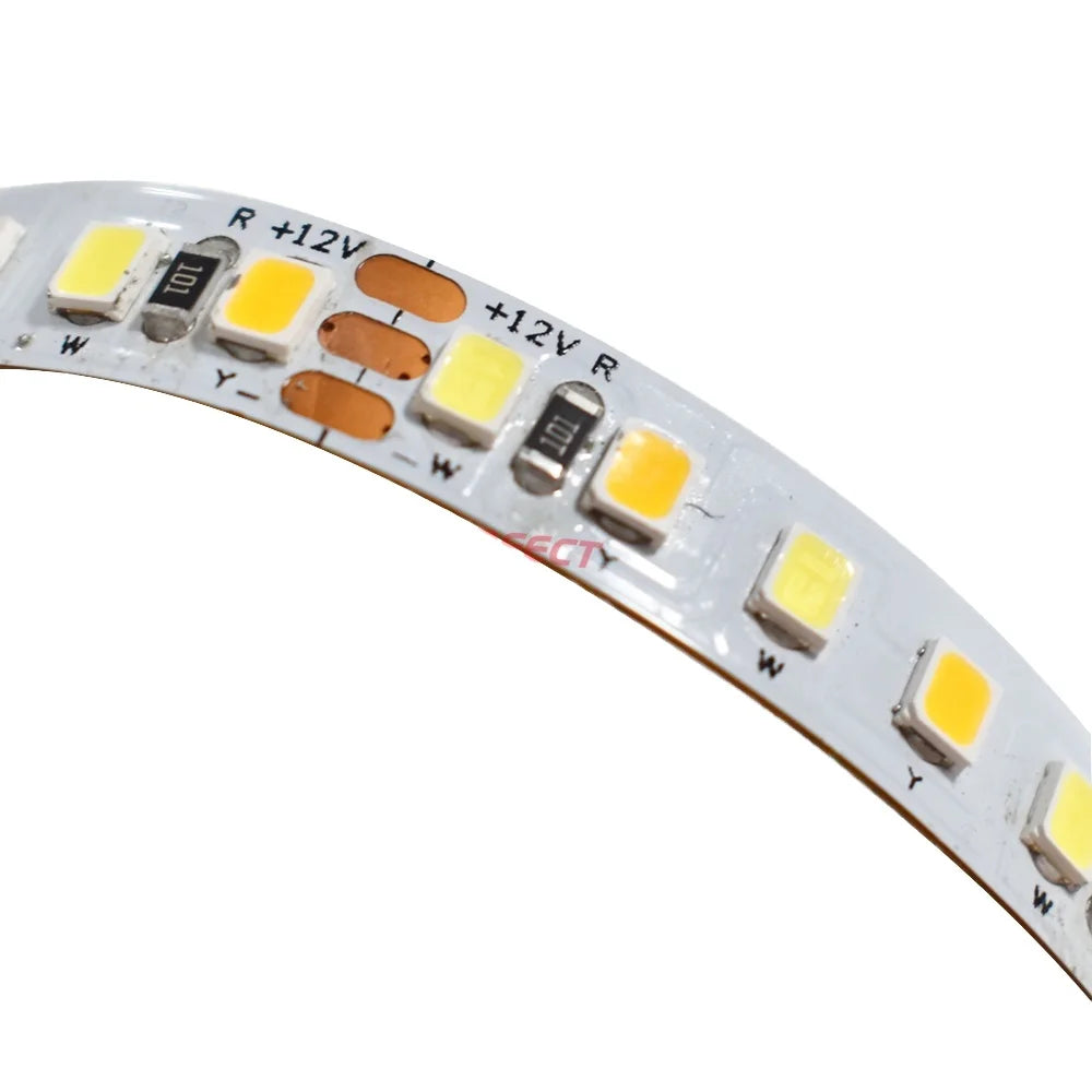 Flexible LED SMD 2835 CCT Adjustable 1800k-6500k Warm White Cool White Dual Colors 168leds/m 8mm LED Strips CCT