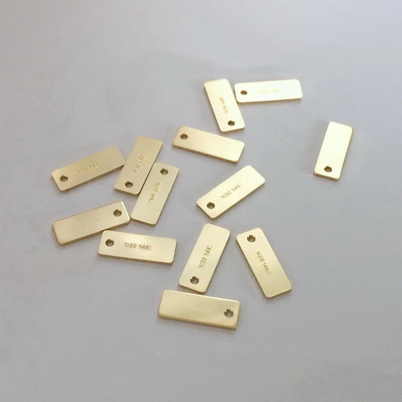Vintage 14K Gold Filled Rectangle Charms Custom Engraved Logo Available for DIY Jewelry Bracelets Bulk Making