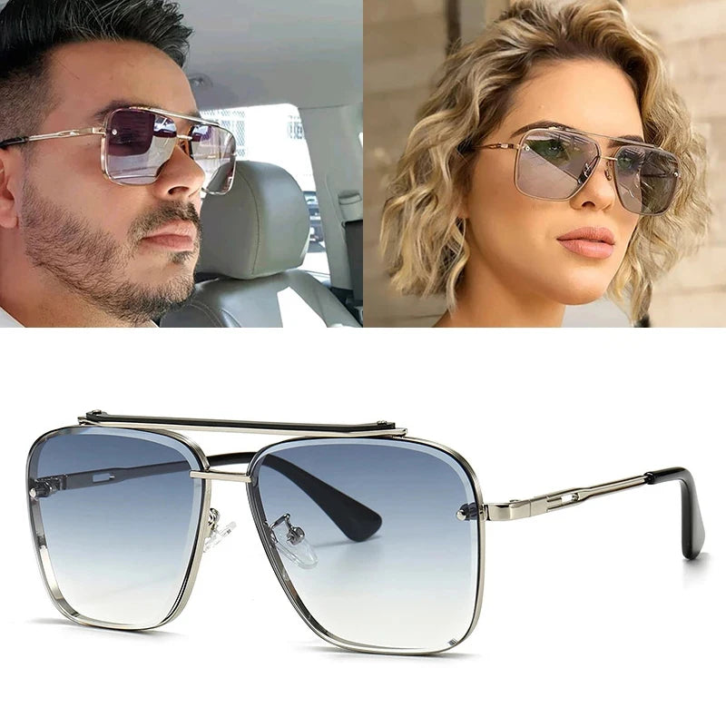 Classic Mach Six Style Gradient Sunglasses for Men Vintage Brand Design Gold Frame Resin Mirror Lenses Fashionable Oculos De Sol