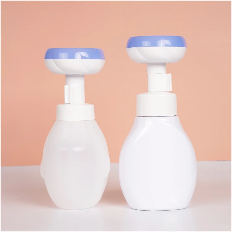 250ml/8oz Cute Cat Paw Shape Hand Liquid Soap Bottle HDPE Plastic with Flower Bubble Foaming Pump Handwash Soap Foam Bottle