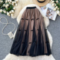 Boutique Wholesale 2026 Autumn New Fashionable and Versatile Slimming Bow Bow Mid Long Mesh Women's Half Skirt