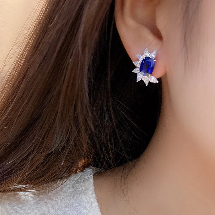 Golden Supplier Custom Synthetic Corundum Sterling Silver 925 Jewellery Studs Earrings