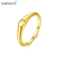 SP-LAM Stylish Trendy Metal Stainless Steel Base Gold Eternity Woman Jewelry Luxury Signet Ring