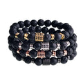 Natural Gemstone Beads Bracelet 7 Chakra Women Rock Lava Stone with Black Hexagonal Healing for Cleaning Buddha