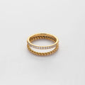 YF3428 New Vintage Trendy Waterproof Jewelry 18k PVD Gold Plated Stainless Steel Palace Double Layer Twist 5A Zircon Ring