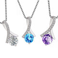 SC Hot Selling Shiny Zircon Wedding Necklace Daughter Necklace Gifts Dainty Silver Plated Box Chain Heart Diamond Necklace Women