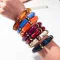 Personalized Hot Bohemian Bracelet Jewelry Stacked 13 Colors Resin Elbow Beads Golden Spacers Acrylic Bamboo Beads Bracelet