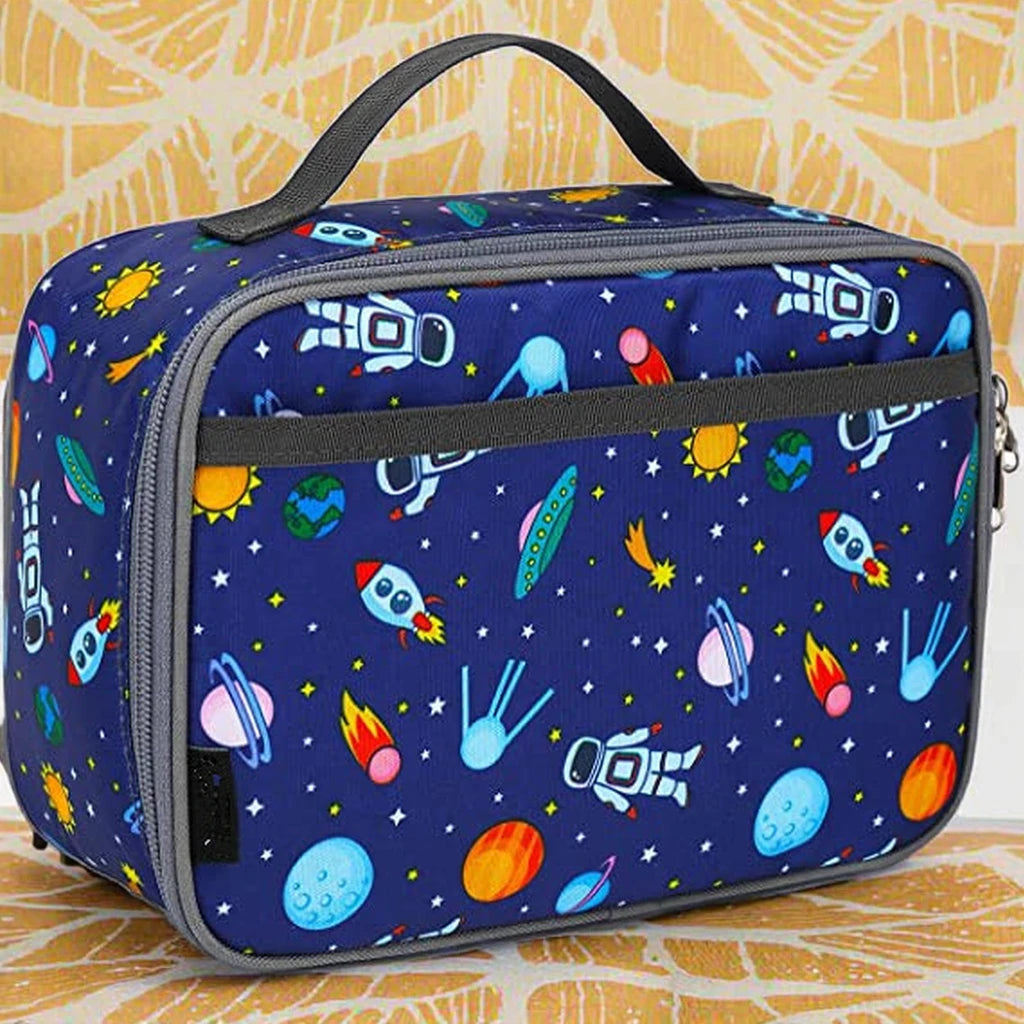 Astronaut-Themed Insulated Lunch Box Soft Mini Cooler for Back School Thermal Oxford Polyester Meal Tote Kit for Kids Boys Girls