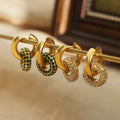 Joolim 18K Gold Plated Wholesale Luxury Personality Fashion Retro Zirconia Circle Pendant Huggie Earring Stainless Steel Jewelry