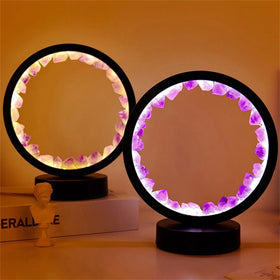 Natural Amethyst Flower Cluster Round Bedside Nightlight USB Bedroom Bedside Eye protection Atmosphere Light Small Night Lamp