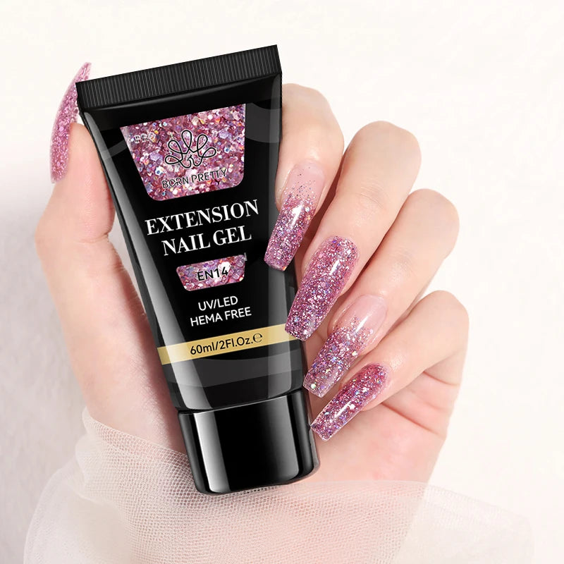 BORN PRETTY PRO 60ml Hema Free Quick Extension Gel Acrylic Nail Soak Off Uv Gel Nail Jelly Color Poly Gel