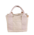 High Quality Eco-friendly Wholesale 16OZ Full Cotton Letter Pattern Lunch Box Multi Color Canvas Tote Handbag Carrier Pockets
