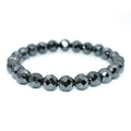 Vintage 4/6/8/10mm Faceted Hematite Beaded Bracelet for Engagement Anniversary Party Buddhism Inspired Gift or Wedding Jewelry