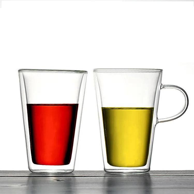 Modern 400ML Insulated Double Wall Borosilicate Glass Coffee Tea Mug Set Handmade Latte Macchiato Cups for Free Hotels
