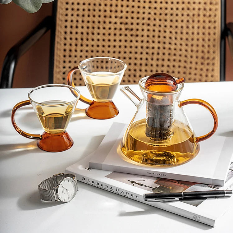 Factory Wholesale Borosilicate Glass Teapot with Infuser Turkish Style 500ml Handmade Mouthblown Eco-Friendly Cafe Use